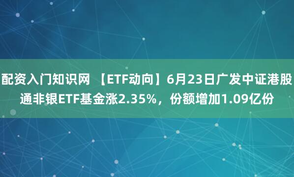 配资入门知识网 【ETF动向】6月23日广发中证港股通非银ETF基金涨2.35%，份额增加1.09亿份