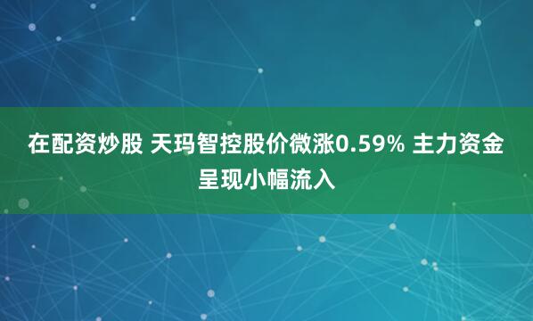 在配资炒股 天玛智控股价微涨0.59% 主力资金呈现小幅流入